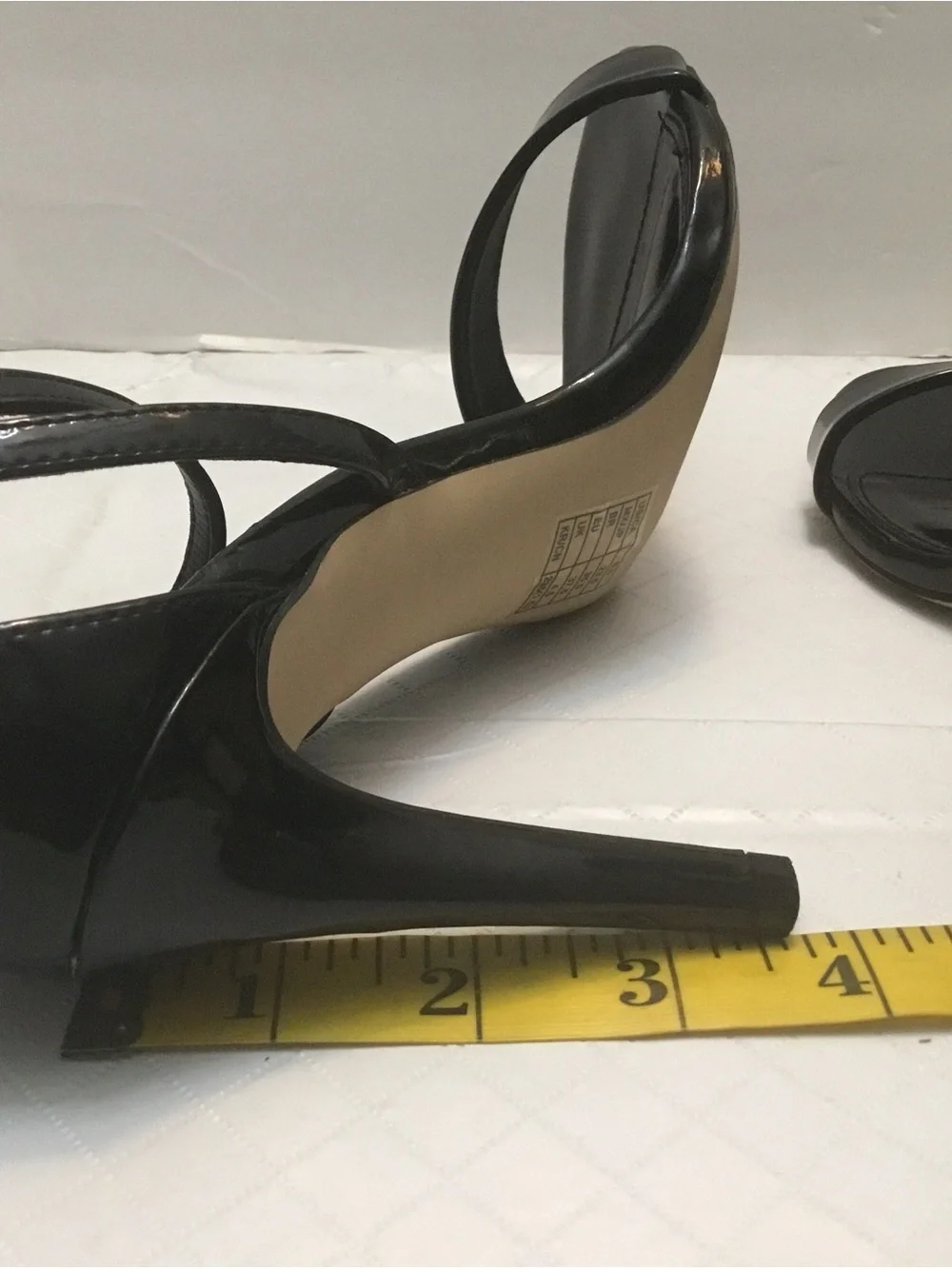 Forever 21 Black Patent Ankle Strap Heels Open Toe Glossy Size 6.5 Like New - Picture 7 of 13